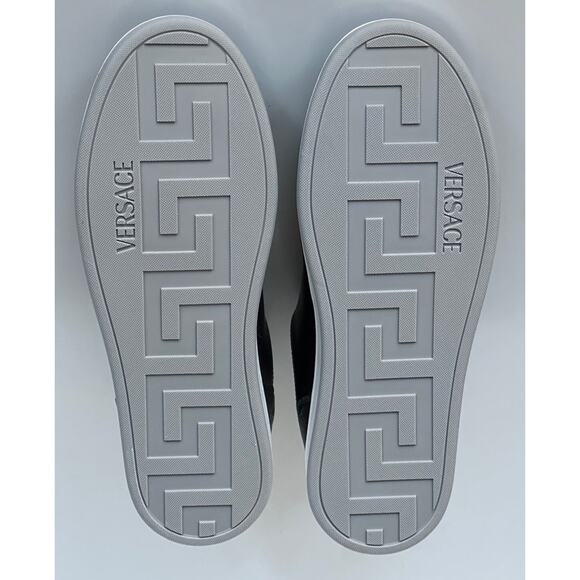 Versace Medusa Men’s Black/Silver Leather Sneakers 8.5 US (41.5) 1013377 IT NIB - Picture 12 of 15